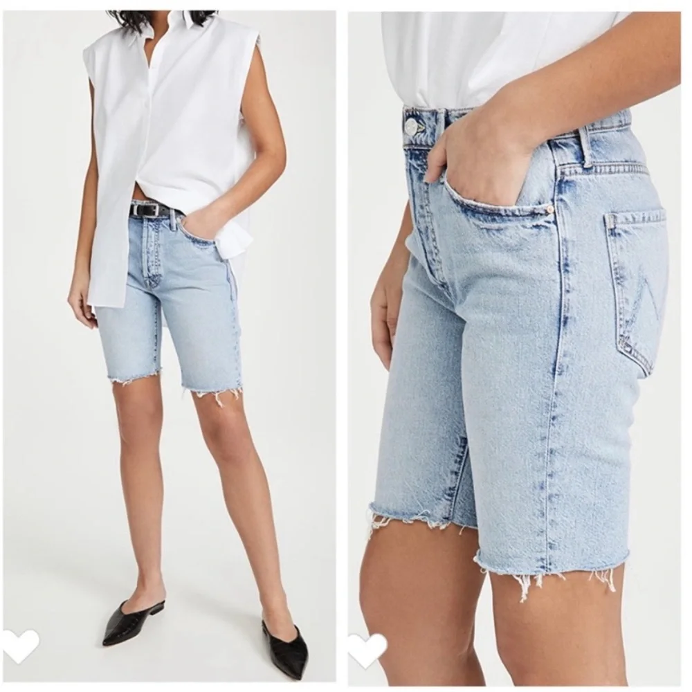 MOTHER Trickster Fray Bermuda Denim Shorts in WIN SOME LOSE SOME SIZE 24 NWT - Picture 2 of 15